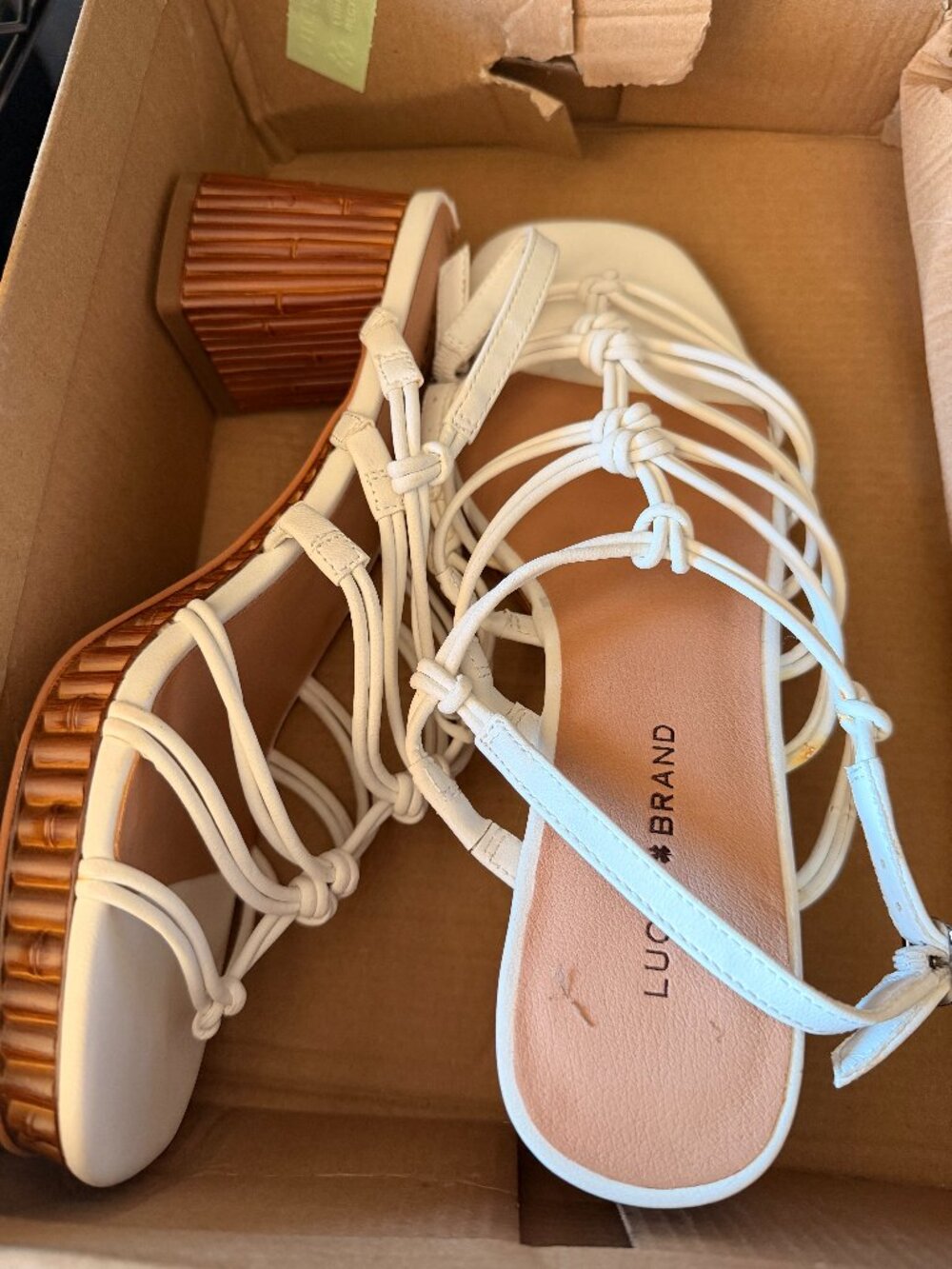 New Lucky Brand Chunky Heel Sandals Bright White Women's Size 8